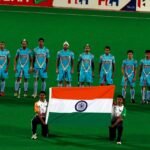 Indian Hockey Team with Indian flag